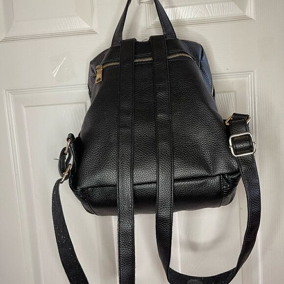 Steve Madden Black synthetic embossed small backpack gold tone hardwares. main image 15
